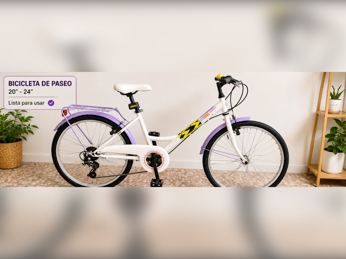 Bicicleta de paseo 20"-24" blanca y lila