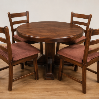 Mesa redonda de madera con 4 sillas